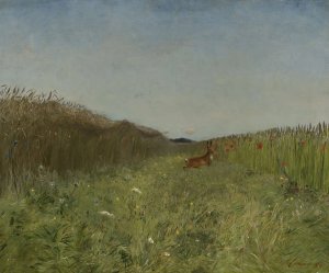 Hare in the grain by Jozef Chelmonski Oil Painting