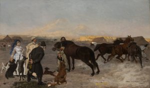 On the Farm by Jozef Chelmonski Oil Painting