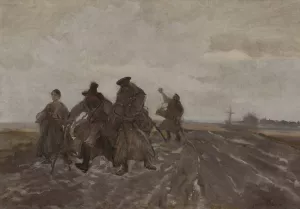 On the road by Jozef Chelmonski Oil Painting