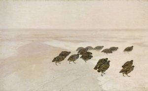 Partridges by Jozef Chelmonski Oil Painting