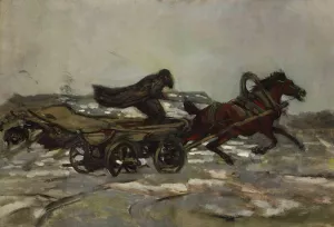 Rushing cart driven by a Jew by Jozef Chelmonski Oil Painting