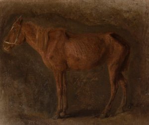 Study of a horse by Jozef Chelmonski Oil Painting