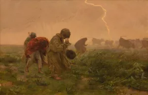 Thunderstorm by Jozef Chelmonski Oil Painting