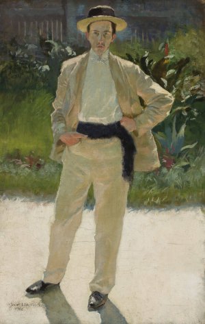 Portrait of Stanislaw Czajkowski, painter, artist's brother by Jozef Czajkowski Oil Painting