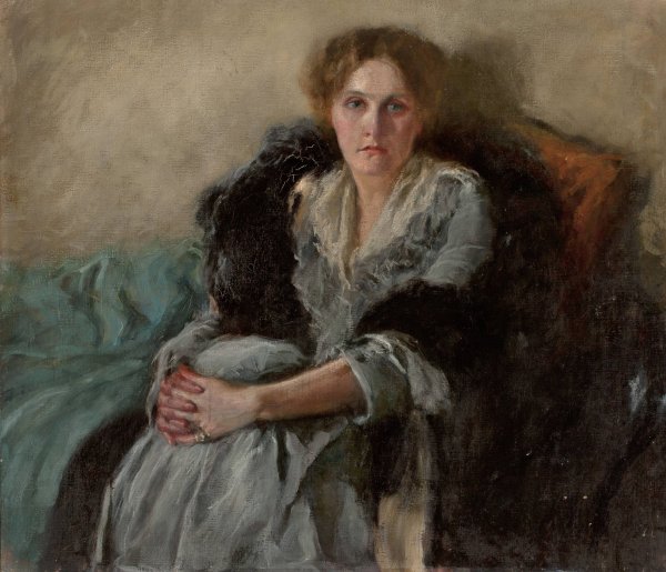 Main Product Photo of Portrait of the artist's wife, Leta Czajkowska  Painting by Jozef Czajkowski