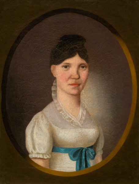 Main Product Photo of Portrait of a Young Woman in a White Dress  Painting by Jozef Czauczik