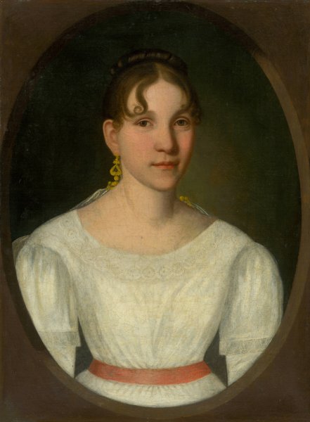 Main Product Photo of Portrait of a Young Woman in White  Painting by Jozef Czauczik