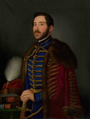 Portrait of an Officer by Jozef Czauczik Oil Painting