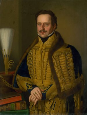 Portrait of Spis zupan Count Karol Csaky by Jozef Czauczik Oil Painting