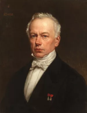Portret van Edward Moretus by Jozef Delin Oil Painting