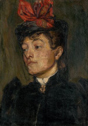 Head of a Lady in a Hat by Jozef Hanula Oil Painting