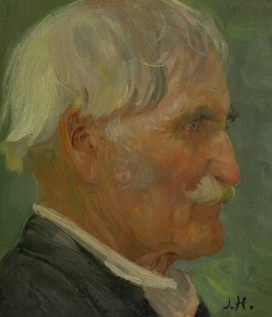 Head Of An Old Man by Jozef Hanula Oil Painting