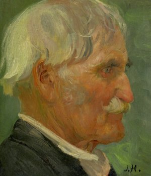 Head of an Old Man by Jozef Hanula Oil Painting
