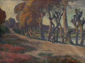 Landscape With A Herdsman by Jozef Hanula Oil Painting