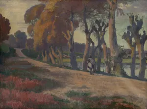 Landscape With A Herdsman Oil painting by Jozef Hanula