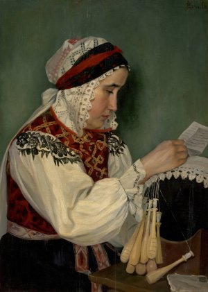 Letter from America by Jozef Hanula Oil Painting