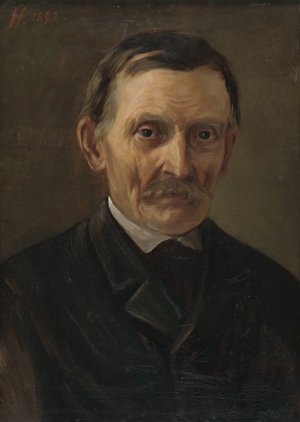 My father by Jozef Hanula Oil Painting