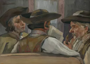 Politicians Oil painting by Jozef Hanula