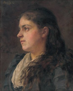 Portrait of a Woman by Jozef Hanula Oil Painting