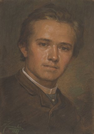 Portrait of Sculptor Jancek by Jozef Hanula Oil Painting
