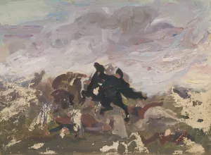 Riders on Horseback by Jozef Hanula Oil Painting