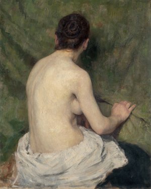 Study of Female Nude by Jozef Hanula Oil Painting