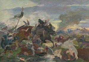 The Death of Tomory in the Battle of Mohacs by Jozef Hanula Oil Painting