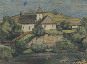 View Of The Church by Jozef Hanula Oil Painting