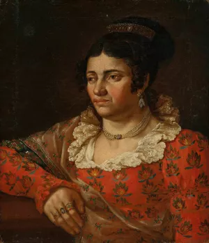 Portrait of Amelia Karolina Teleman, artist's wife Oil painting by Jozef Hilary Glowacki