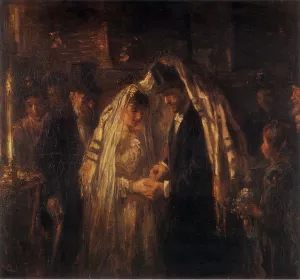 A Jewish Wedding by Jozef Israels Oil Painting