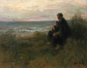 Anxiously Waiting by Jozef Israels - Oil Painting Reproduction