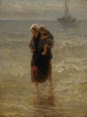 At sea by Jozef Israels Oil Painting