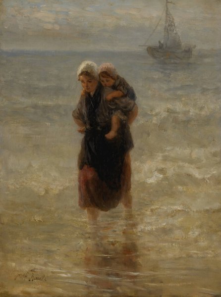 At sea by Jozef Israels - Hand-Painted Oil Painting Reproduction