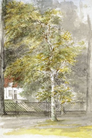 Boom voor het hek van een landhuis by Jozef Israels Oil Painting