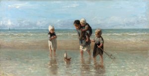 Children of the Sea by Jozef Israels Oil Painting