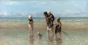 Children of the Sea by Jozef Israels Oil Painting