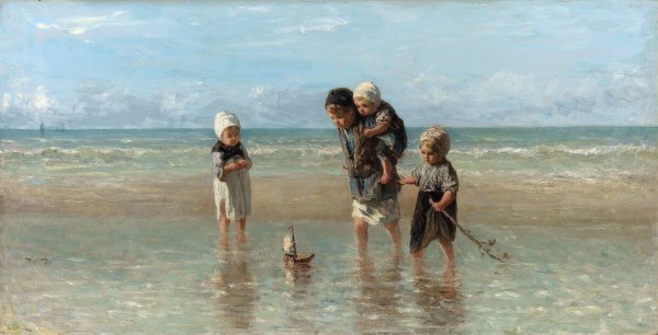 Children of the Sea  by Jozef Israels - Hand-Painted Oil Painting Reproduction