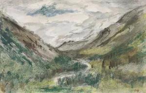 Dal met begroeide bergen Oil painting by Jozef Israels