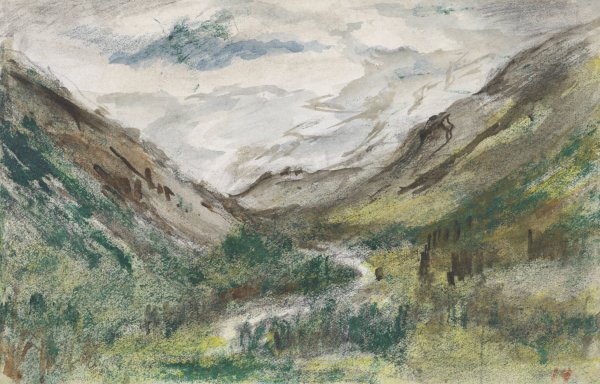 Dal met begroeide bergen  by Jozef Israels - Hand-Painted Oil Painting Reproduction
