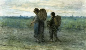 Gathering Faggots by Jozef Israels - Oil Painting Reproduction