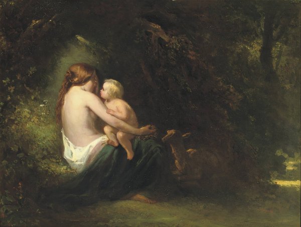 Genoveva; a legendary beauty in the forest by Jozef Israels - Hand-Painted Oil Painting Reproduction