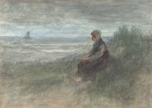 Girl in the dunes by Jozef Israels Oil Painting