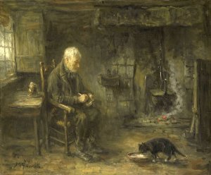 Interior of a Peasant Hut by Jozef Israels Oil Painting