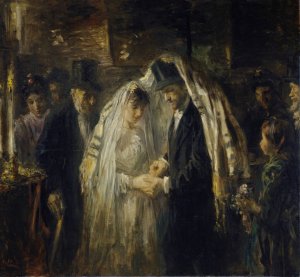 Jewish Wedding by Jozef Israels Oil Painting