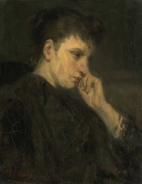 Malancholy  by Jozef Israels - Hand-Painted Oil Painting Reproduction