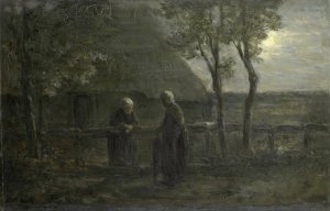 Neighborly Gossip by Jozef Israels Oil Painting