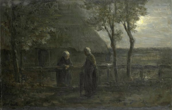 Neighborly Gossip  by Jozef Israels - Hand-Painted Oil Painting Reproduction