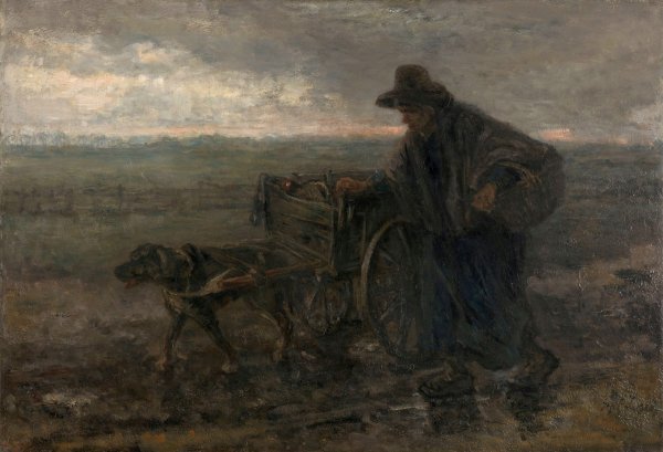 On Country Roads and Fields  by Jozef Israels - Hand-Painted Oil Painting Reproduction
