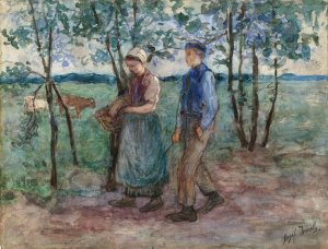 Op vrijersvoeten by Jozef Israels Oil Painting