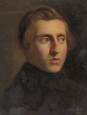Portret van een jonge man by Jozef Israels Oil Painting
